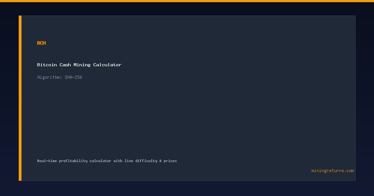Bitcoin Cash Mining Calculator — BCH Profitability